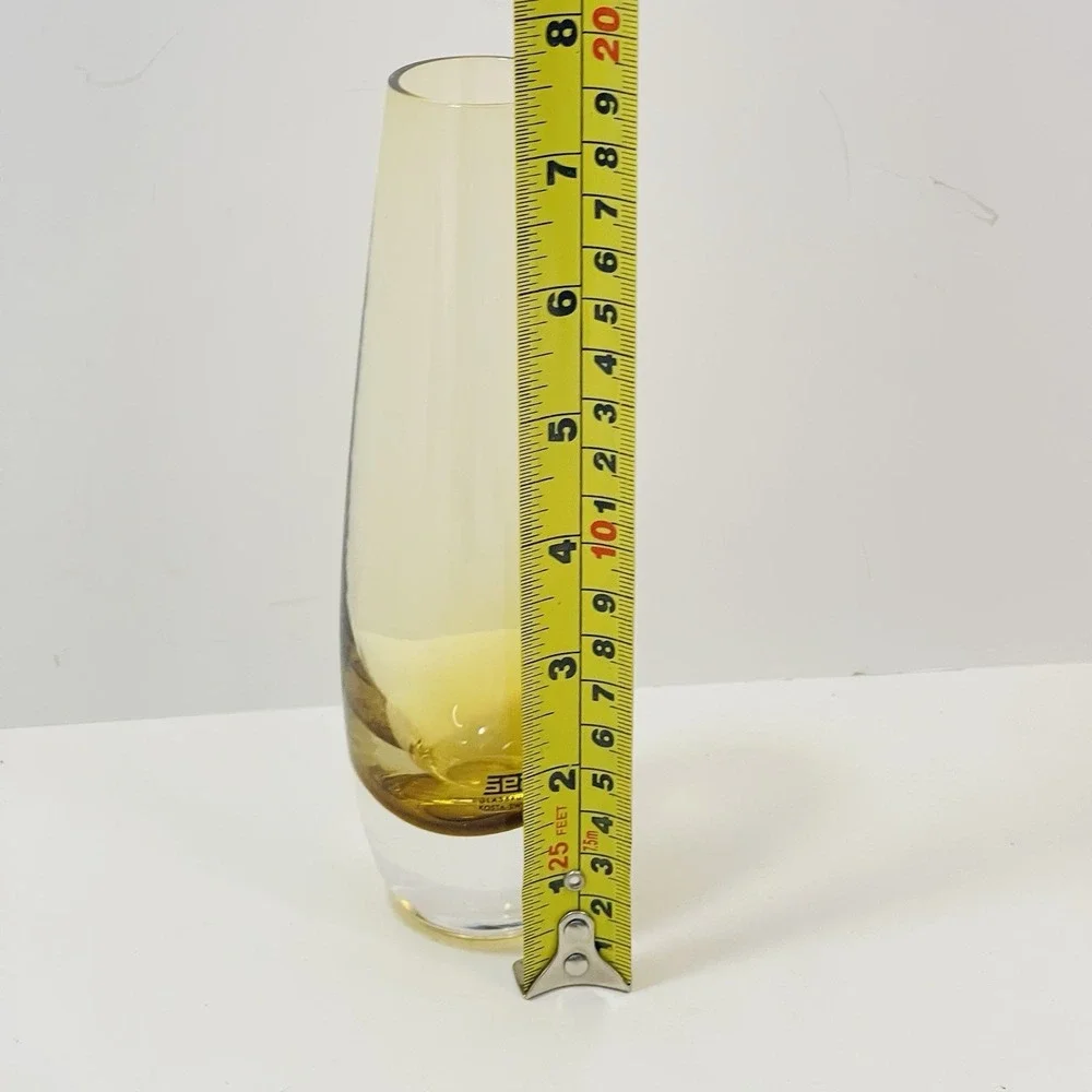 Sea Glasburk Signed Amber Bud Vase 7.25